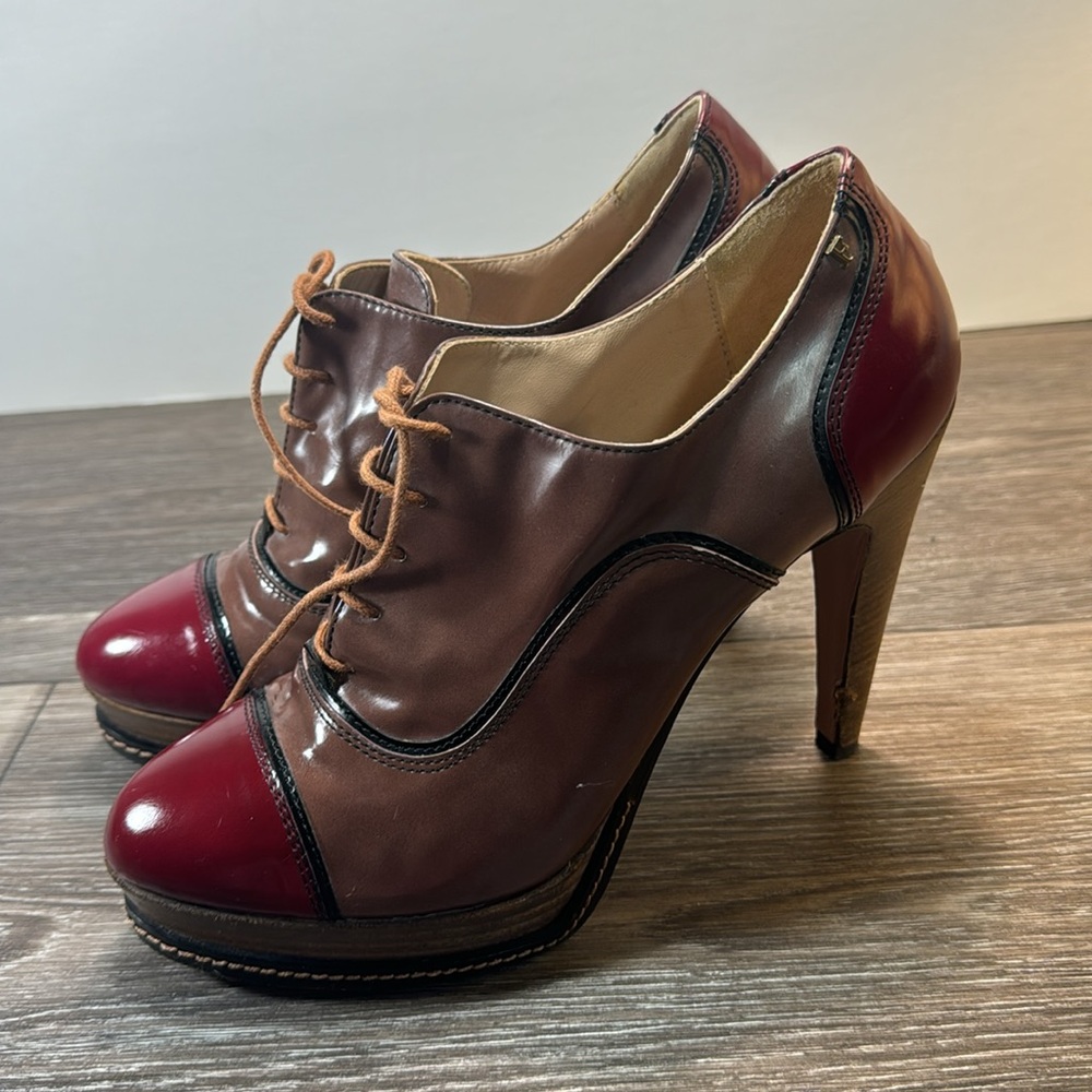 Furla made in Italy beige/marron leather heels woman’s size 41 (d126) - Picture 3 of 12